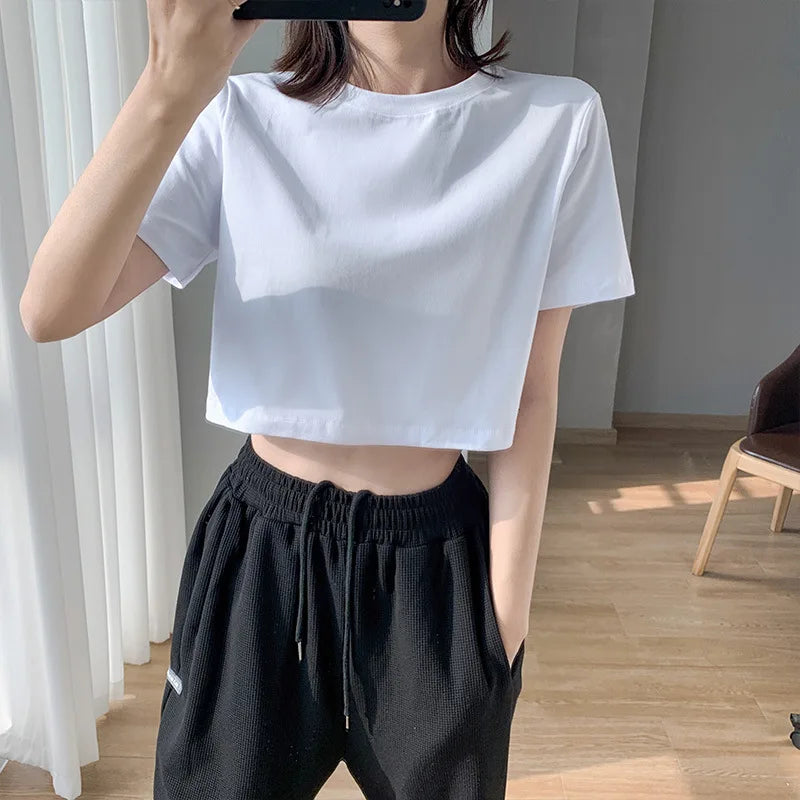 SummerEase Effen Farb-T-Shirt Top