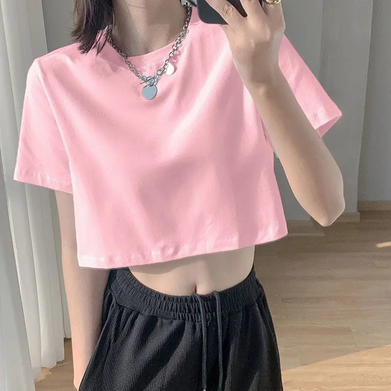 SummerEase Effen Farb-T-Shirt Top