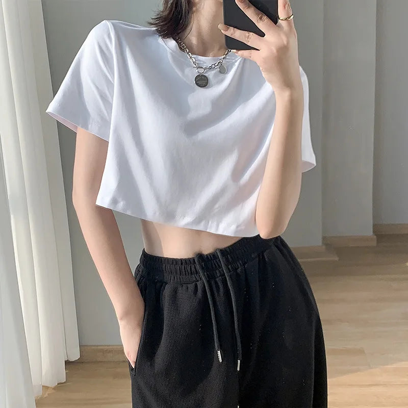 SummerEase Effen Farb-T-Shirt Top