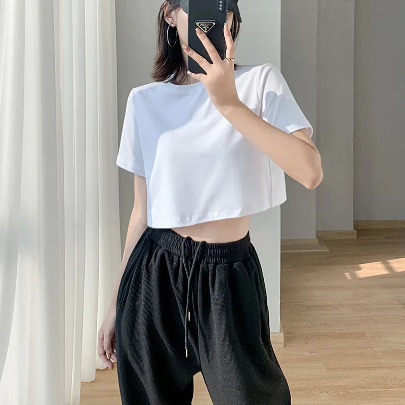 SummerEase Effen Farb-T-Shirt Top