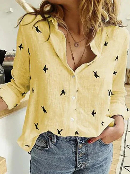 Evelyn | Comfortabel, flatterend katoenen shirt met lange mouwen