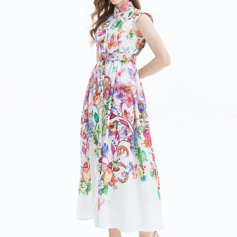 Dreamy Floral Print Chiffon Dress for Women