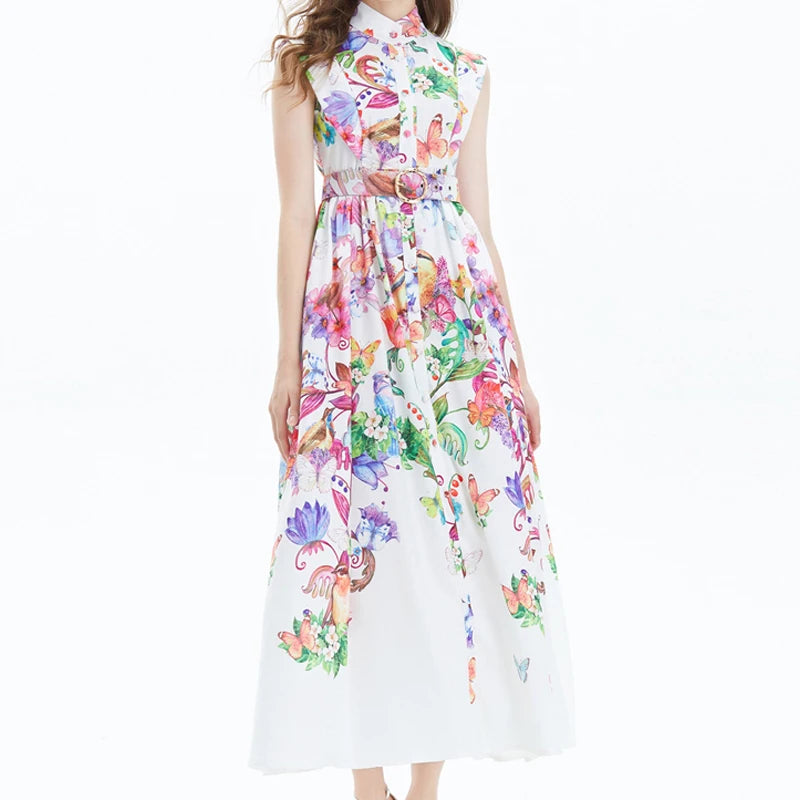 Dreamy Floral Print Chiffon Dress for Women