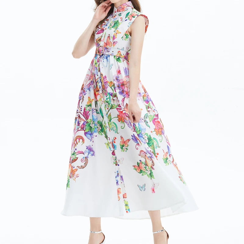 Dreamy Floral Print Chiffon Dress for Women