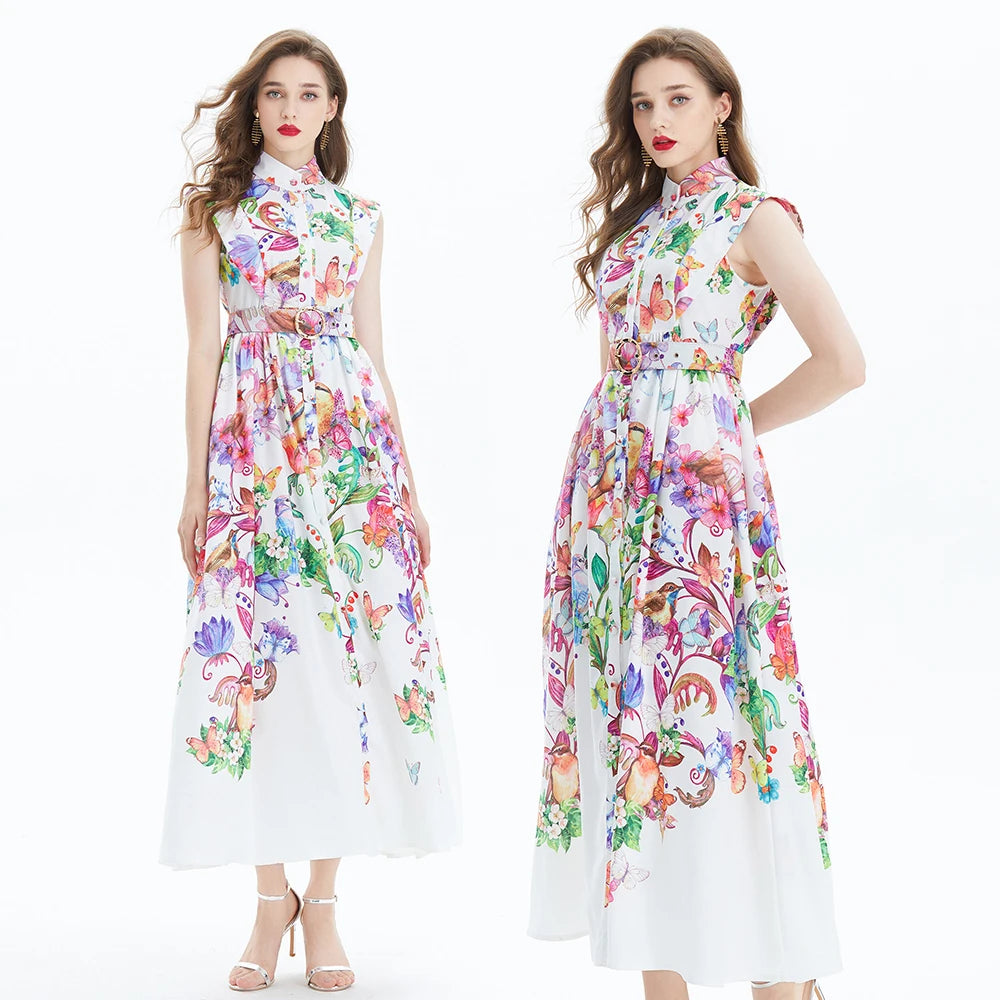 Dreamy Floral Print Chiffon Dress for Women