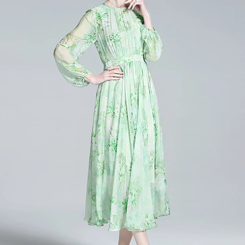 Evnisi Zijden Bloemenprint Jurk: Elegante Zomerstijl 2024