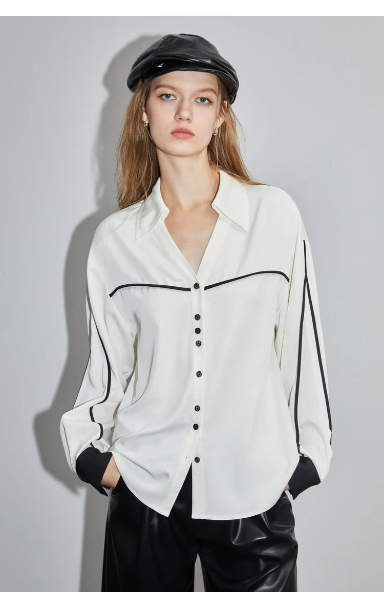 Luminous Luxe Witte Lange Mouwen Blouse