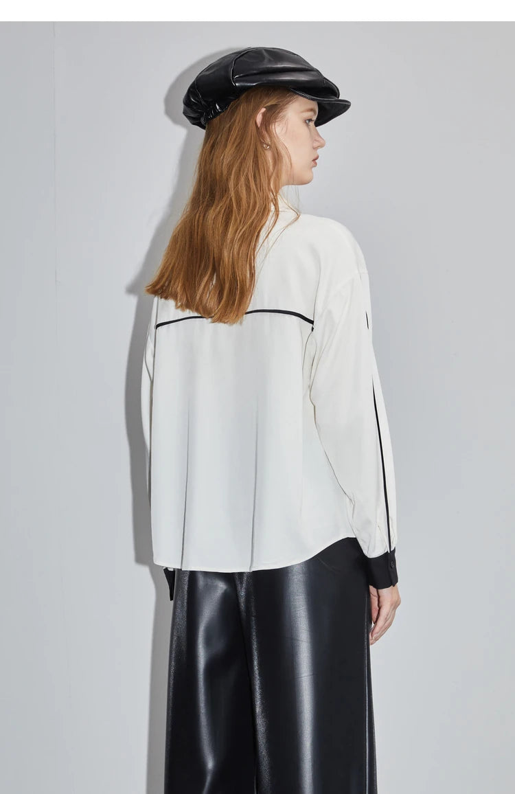 Luminous Luxe Witte Lange Mouwen Blouse