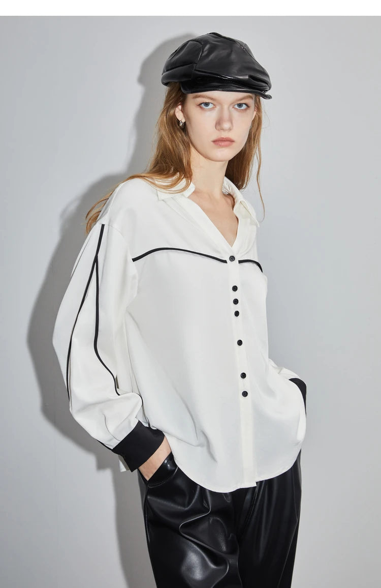 Luminous Luxe Witte Lange Mouwen Blouse