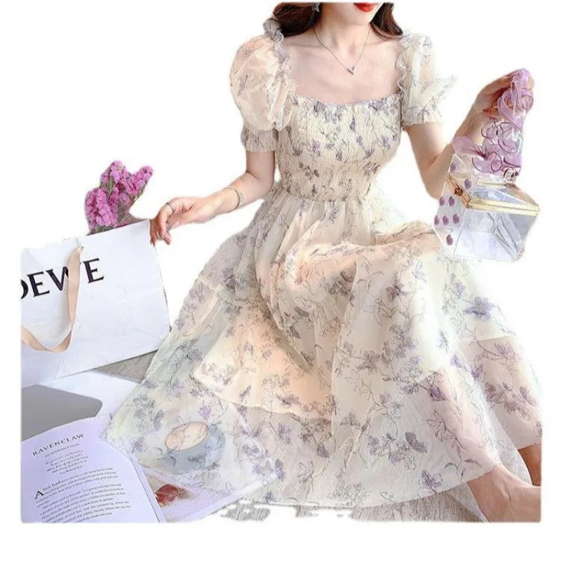 Bezauberndes französisches Tinten-Gemälde Kleid