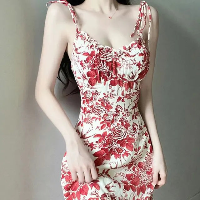 Franse Stijl Bloemen Slip Jurk