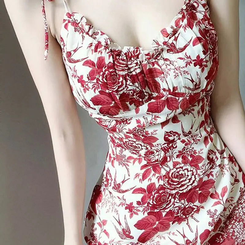 Franse Stijl Bloemen Slip Jurk