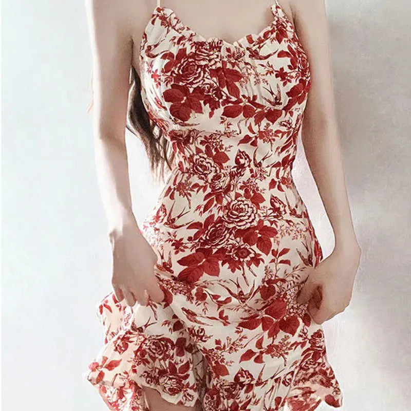 Franse Stijl Bloemen Slip Jurk
