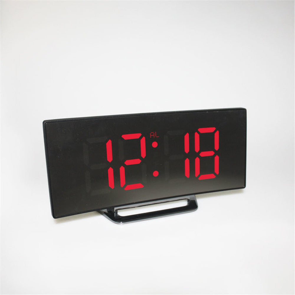 Specchio Curvo Orologio Digitale LED con Funzione Sveglia Doppia