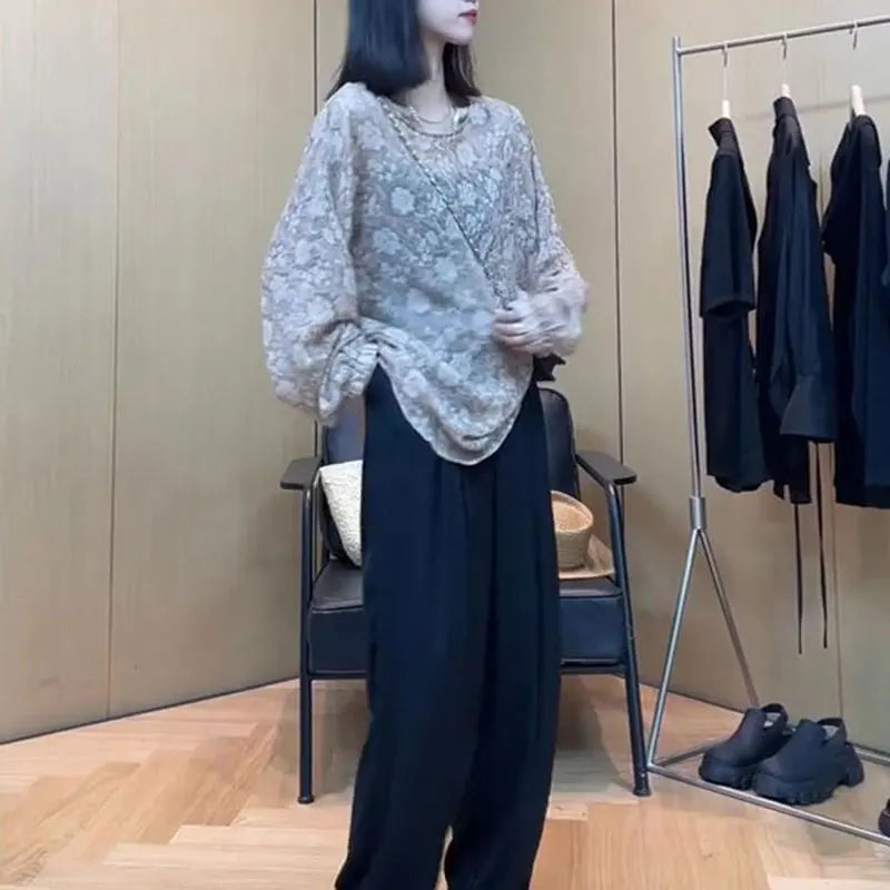 LuxeWoman Broken Flower Decoration Blouse