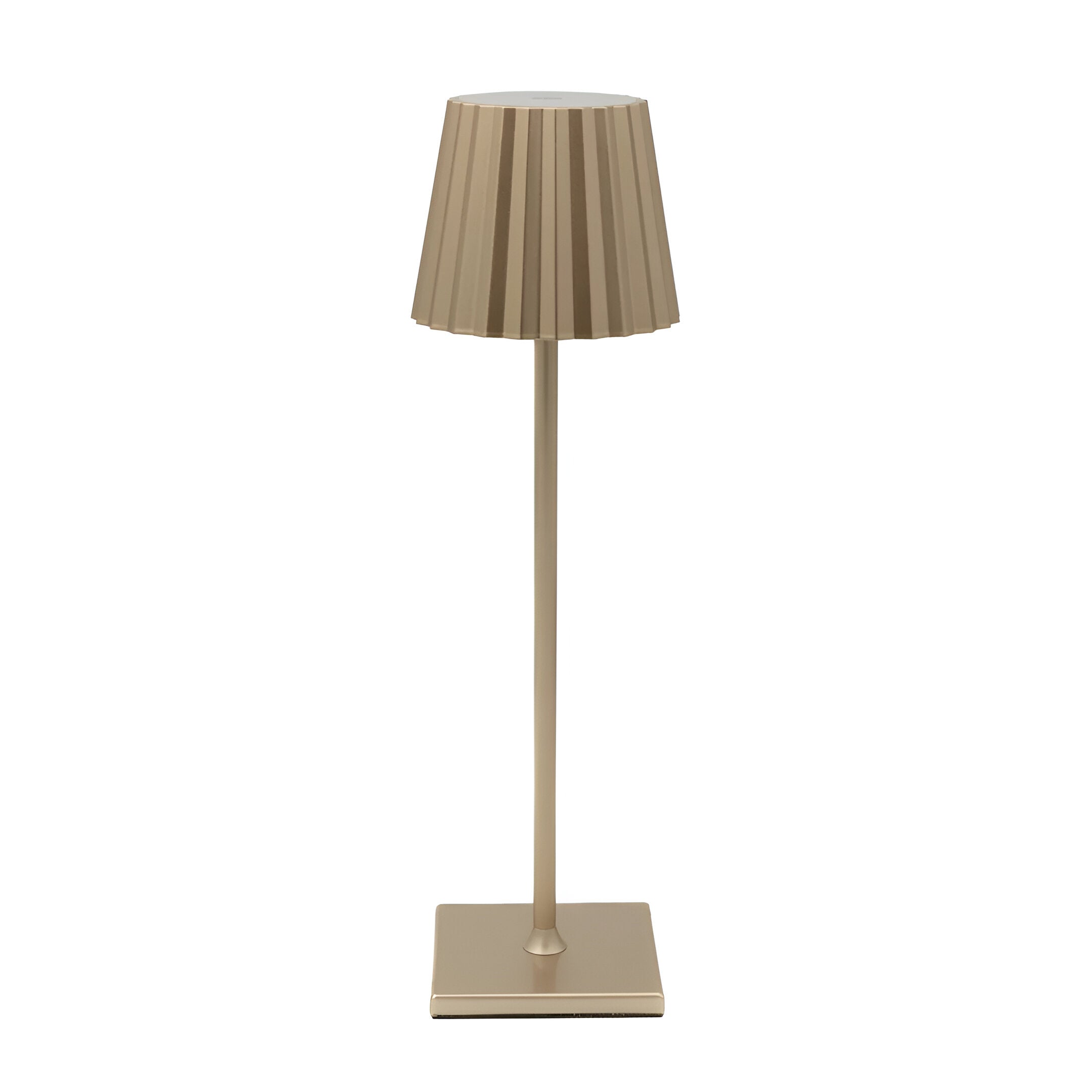 De Gellura LED-tafellamp in een elegante champagnekleur met een geplooide lampenkap biedt een moderne uitstraling. Het slanke ontwerp met een verstelbare staander maakt de lamp perfect voor diverse interieurstijlen, van modern tot minimalistisch. Deze lamp is ideaal voor sfeerverlichting en functionele verlichting in elke kamer.