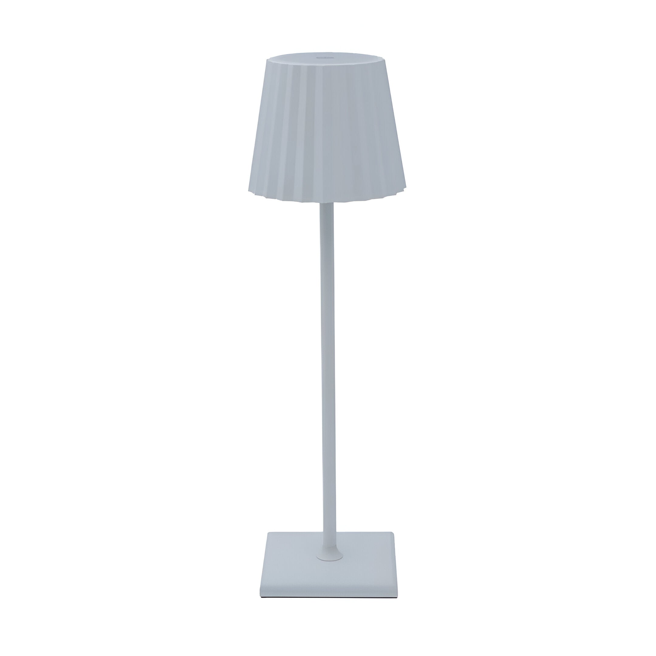 De Gellura LED-tafellamp in wit met een elegante geplooide lampenkap biedt een strakke, moderne uitstraling. Het minimalistische ontwerp met een verstelbare staander maakt de lamp veelzijdig en geschikt voor verschillende interieurstijlen. Perfect voor het creëren van sfeerverlichting in elke ruimte.