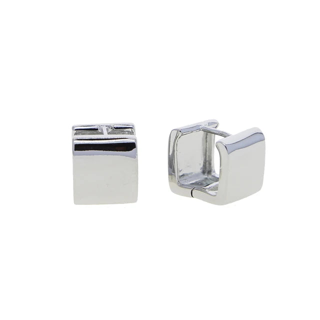 Luxe Pendientes Huggie Gruesos de Aro Rectangular Dorado de Brillo Espléndido