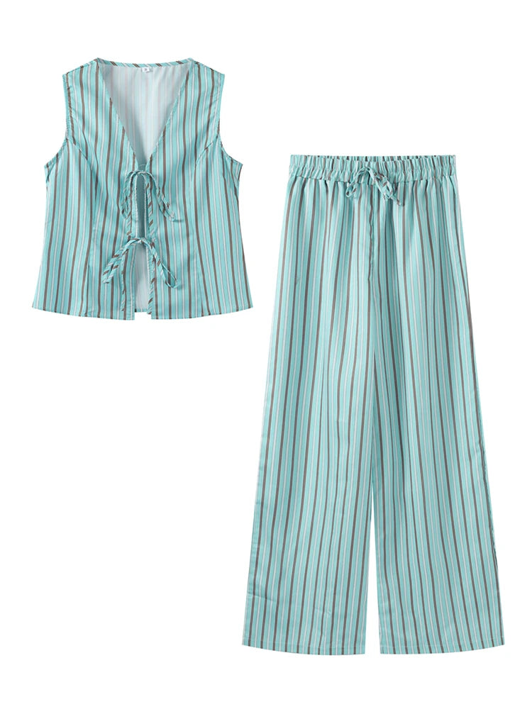 Bohemian Glow Vest Pants Suit Set