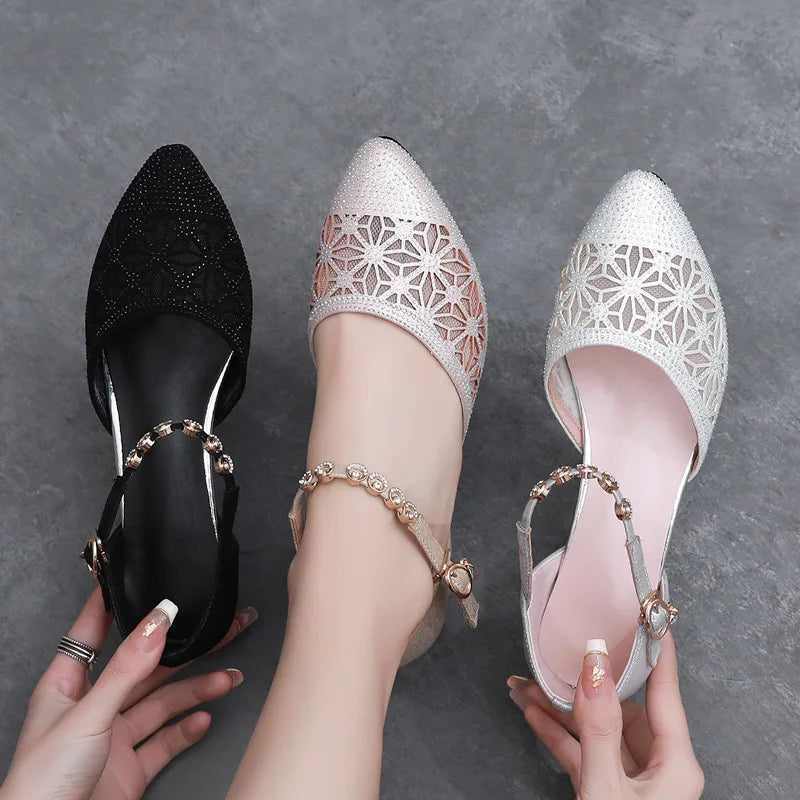 Luna Puntige Neus Sandalen met Steentjes