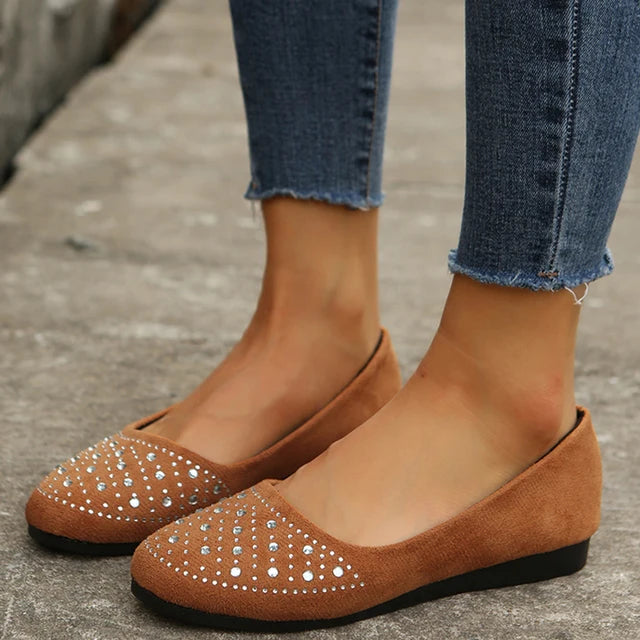 Sparkle Kristallen Loafers voor Dames: Lichtgewicht en Elegant
