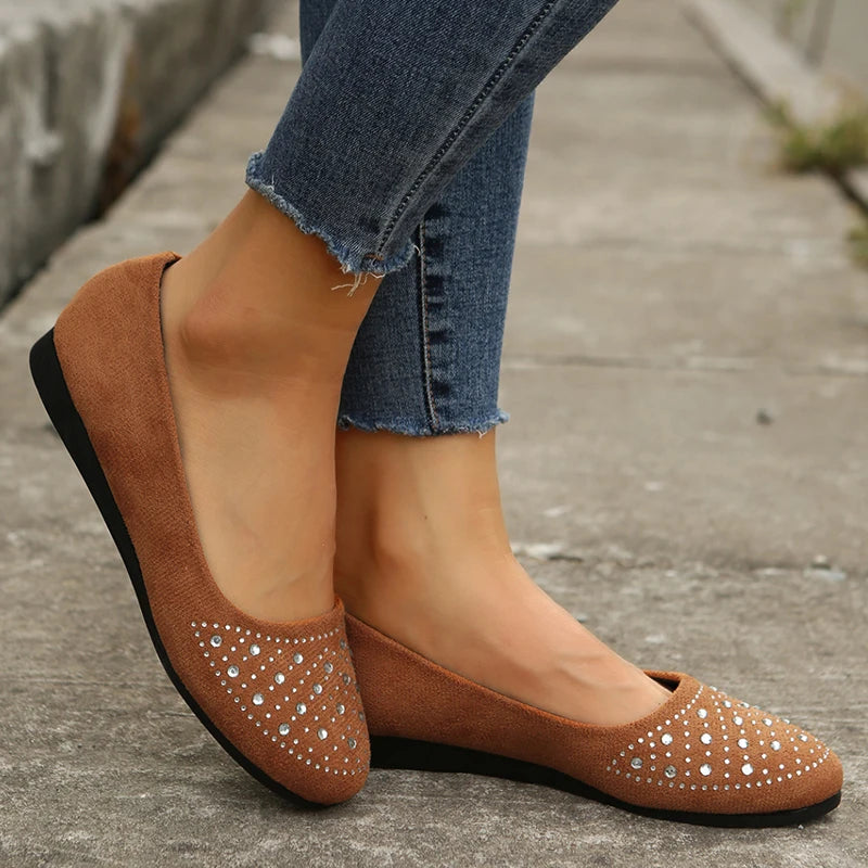 Sparkle Kristallen Loafers voor Dames: Lichtgewicht en Elegant