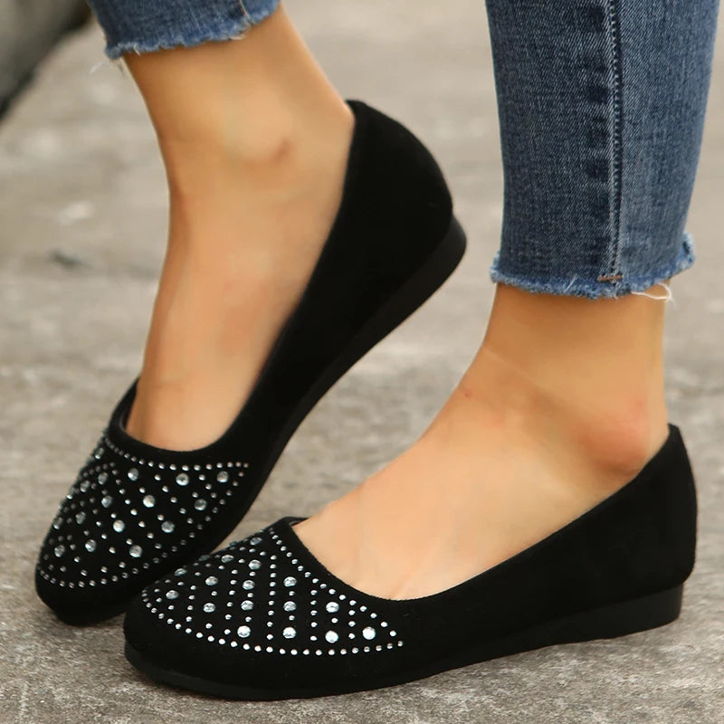 Sparkle Kristallen Loafers voor Dames: Lichtgewicht en Elegant