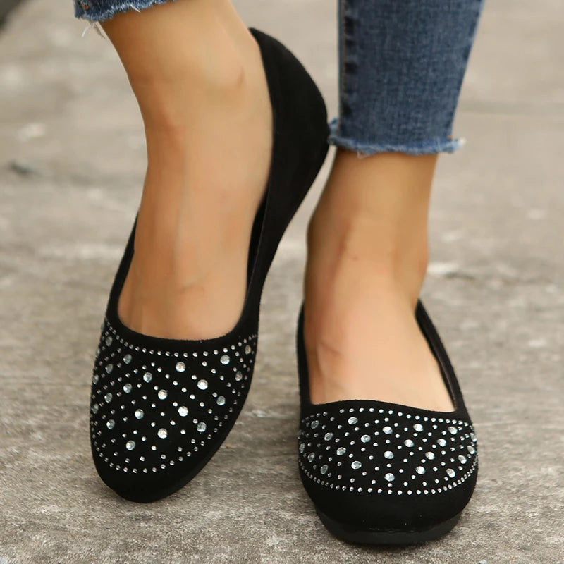 Sparkle Kristallen Loafers voor Dames: Lichtgewicht en Elegant