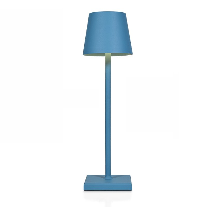 GlowEase draadloze tafellamp in blauw, met een eigentijds design en een stijlvolle, minimalistische uitstraling, ideaal voor moderne woonruimtes.