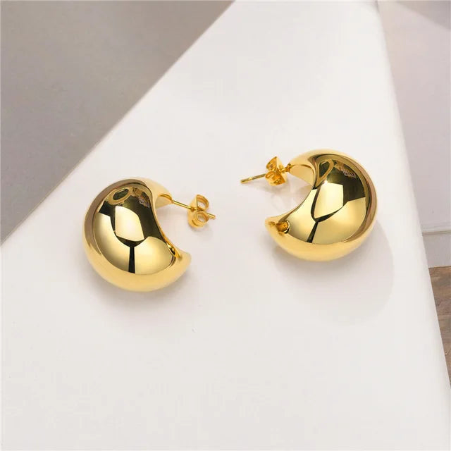 Schimmernder Kreis Goldener Glanz Mehrlagige Runde Ohrstecker