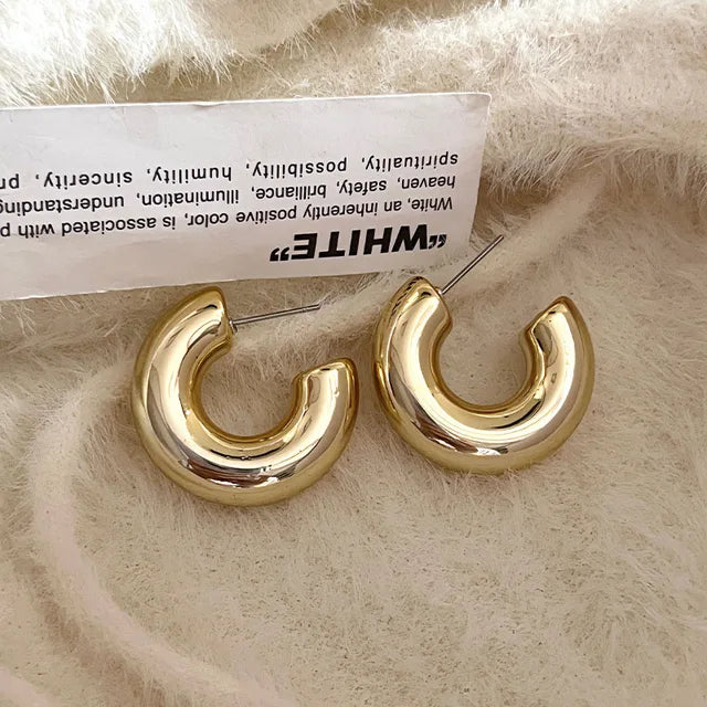 Schimmernder Kreis Goldener Glanz Mehrlagige Runde Ohrstecker