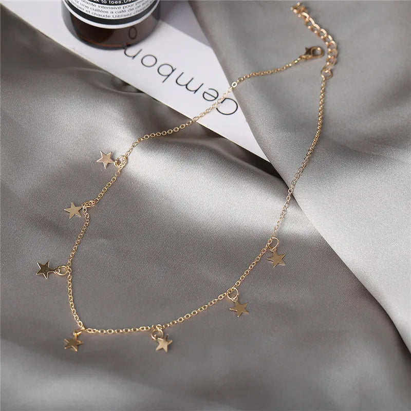 Magical Golden Star Necklace with Tassels for Enchanting Women