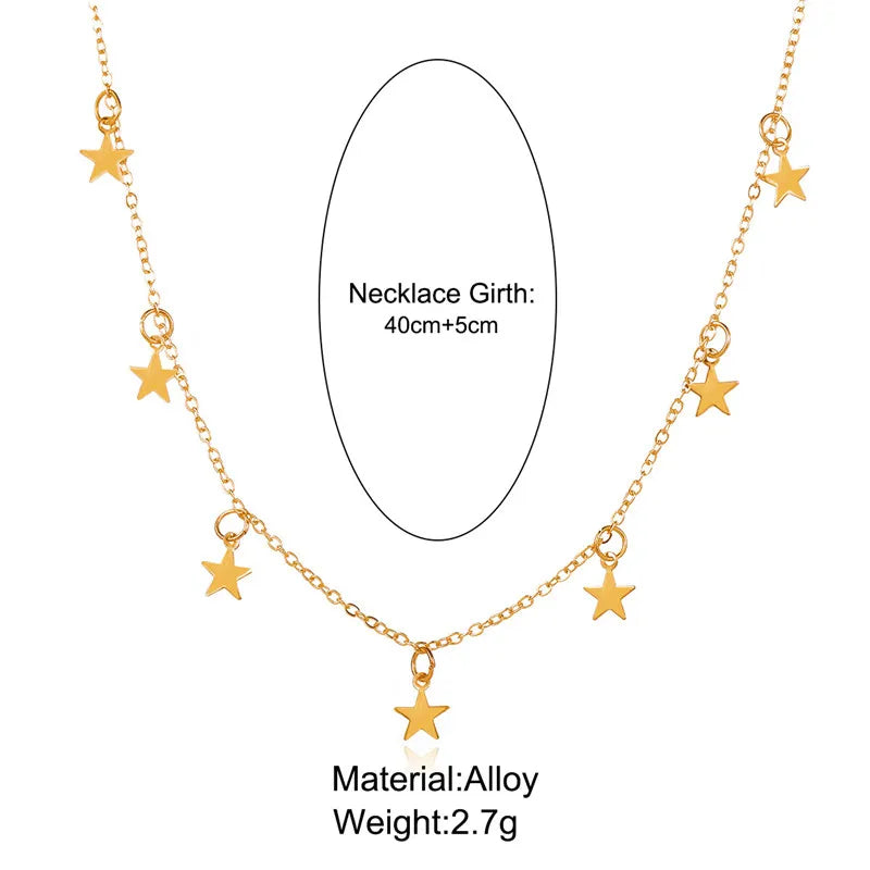 Magical Golden Star Necklace with Tassels for Enchanting Women