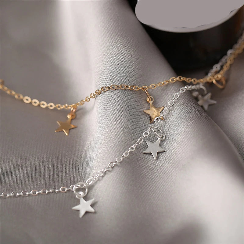 Magical Golden Star Necklace with Tassels for Enchanting Women