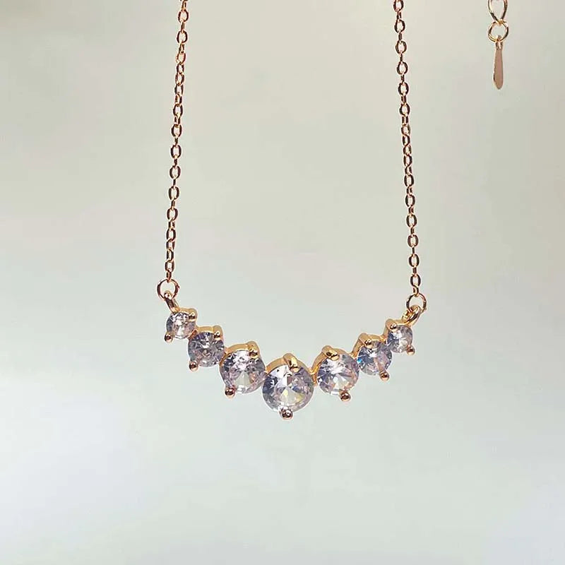 GlansPracht Grand Glamour Damesketting in Zilver met Zirkoniumaccenten