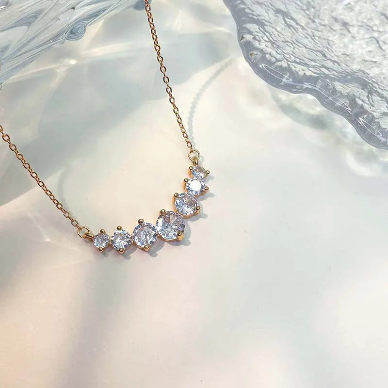 GlansPracht Grand Glamour Damesketting in Zilver met Zirkoniumaccenten