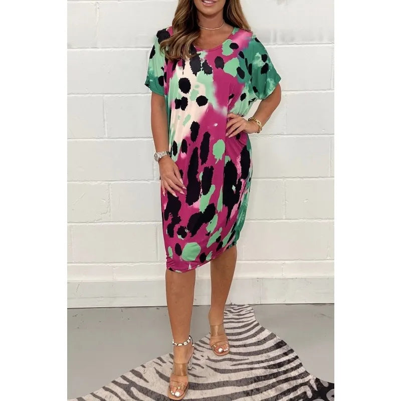 Luna Grote Dames Bedrukte Casual Jurk