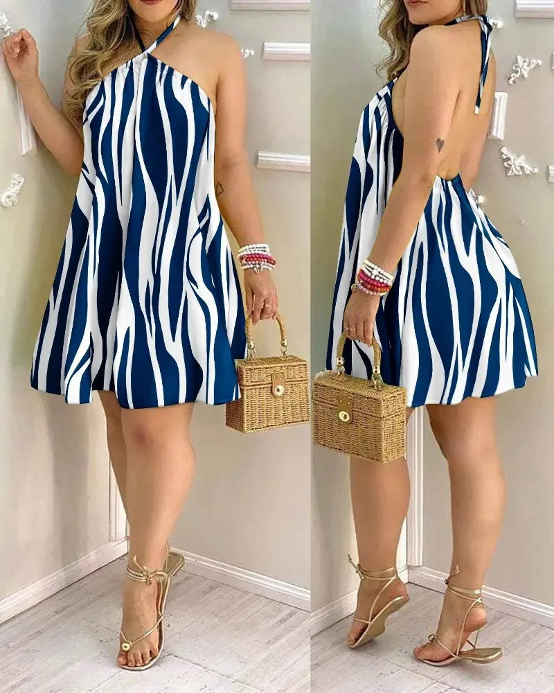 Summer Breeze Fashion Tropical Halter Neck Dress