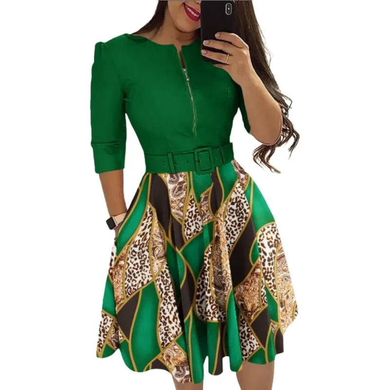 Herfst Elegante Print Feestjurk - Stijlvol en Verleidelijk