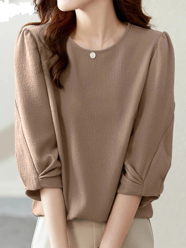 Blouses pour femmes automne printemps - Tops élégants avec manches 3/4 3.5