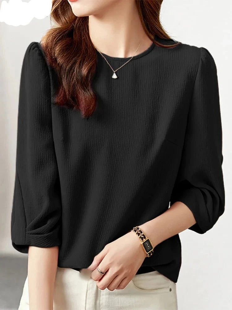 Blouses pour femmes automne printemps - Tops élégants avec manches 3/4 3.5