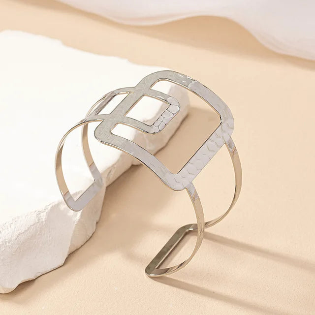 GlamourGems Braccialetti Geometrici in Metallo Dorato con Apertura