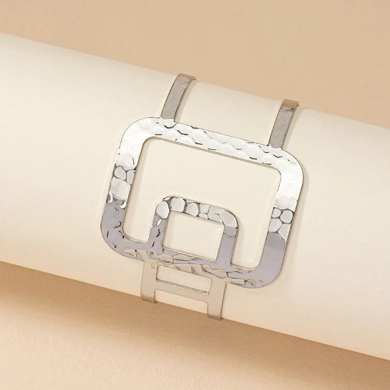 GlamourGems Braccialetti Geometrici in Metallo Dorato con Apertura