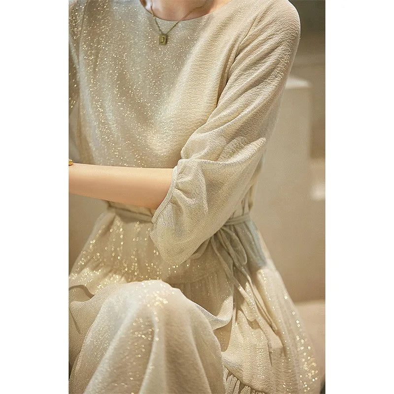 Silk Shine Luxury Silk Pleated Dress for Women