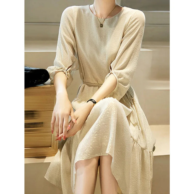 Silk Shine Luxury Silk Pleated Dress for Women