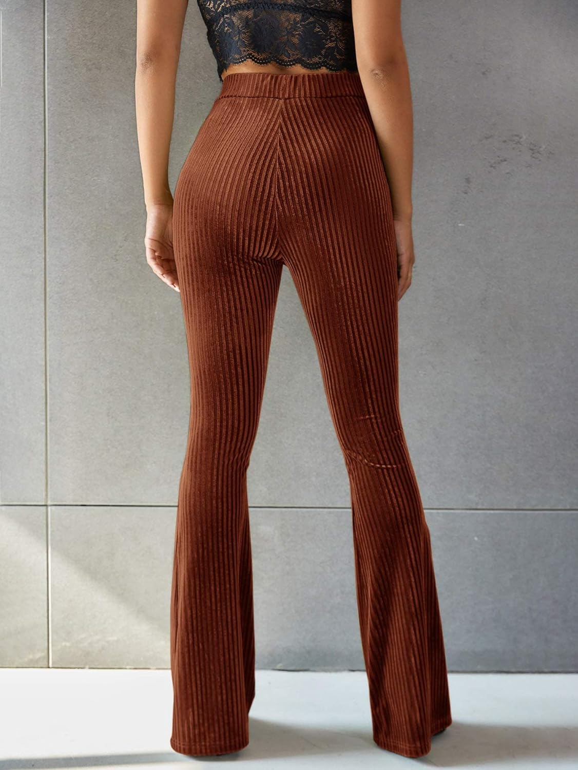 Lorena | Dames Hoge Taille Flared Corduroy Broek | Groen