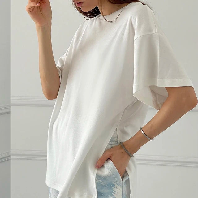 Zomer Oversized Katoenen T-shirt voor Vrouwen