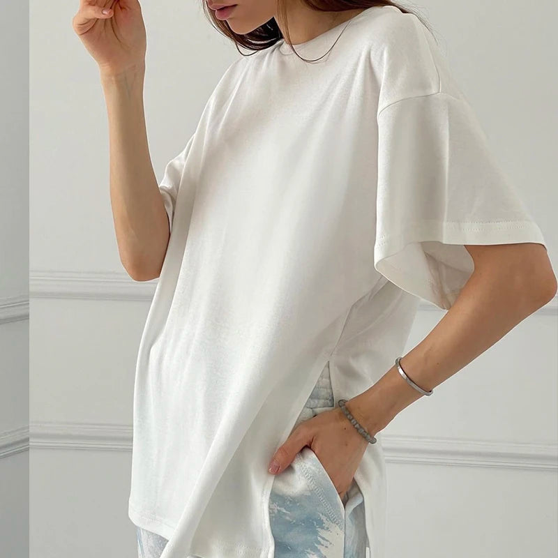 Zomer Oversized Katoenen T-shirt voor Vrouwen
