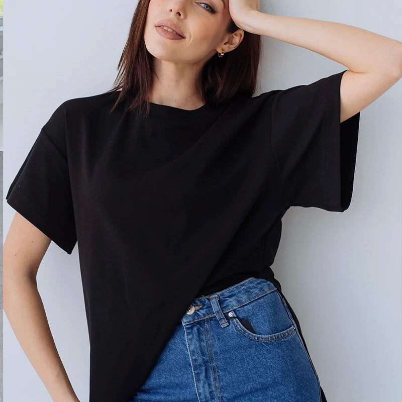 Zomer Oversized Katoenen T-shirt voor Vrouwen
