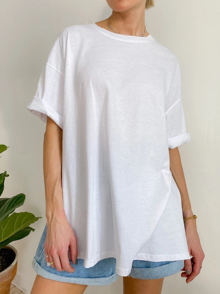 Zomer Oversized Katoenen T-shirt voor Vrouwen